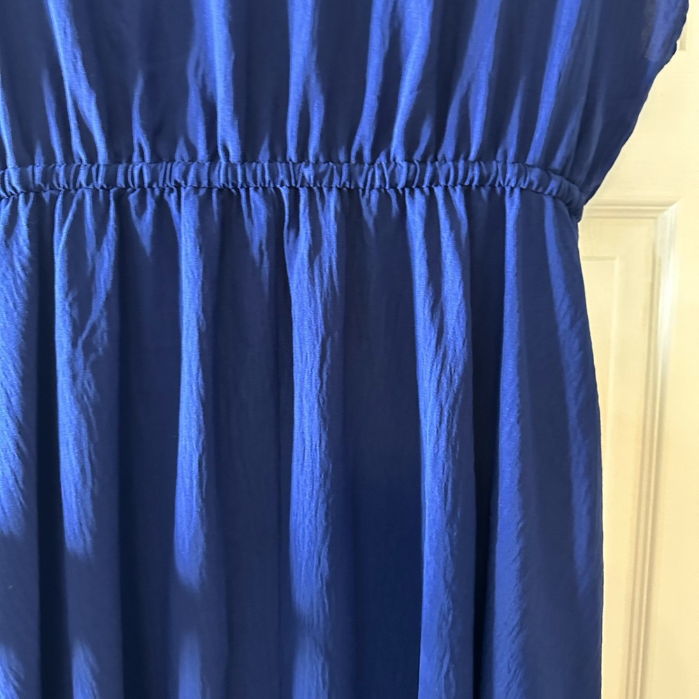 Women’s Torrid elegant Navy Blue Midi Dress button front SZ 0 (12) L draw string - Picture 7 of 12